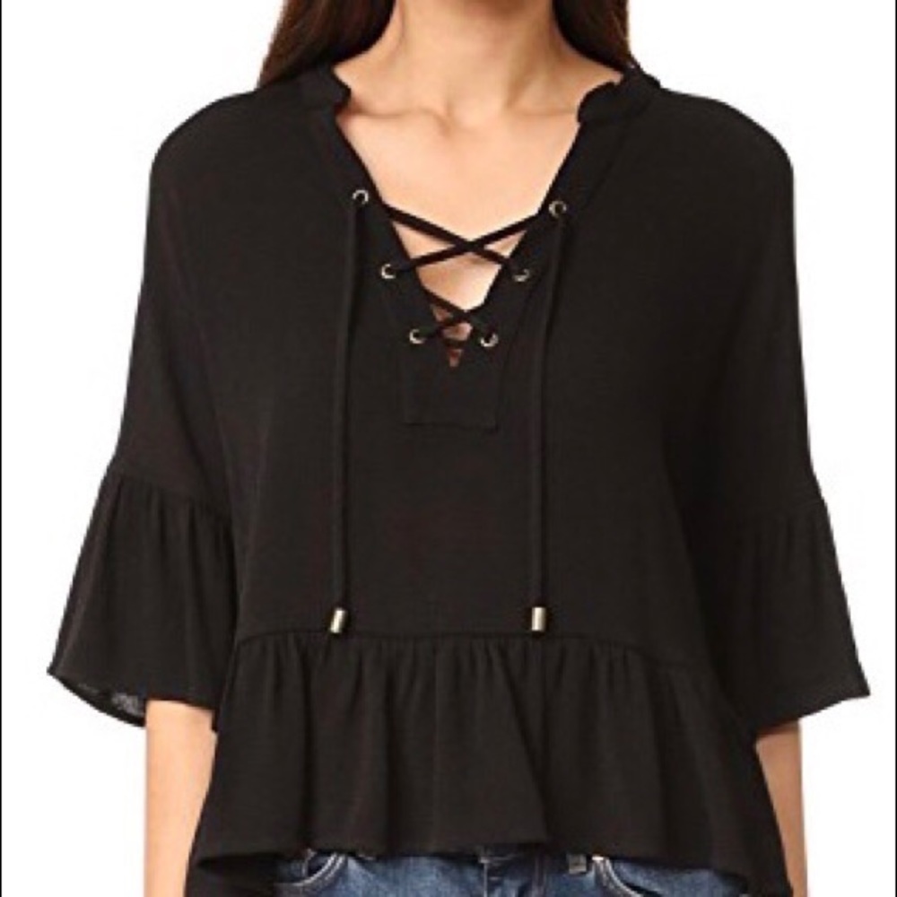 Maven Lace-up Ruffle Top